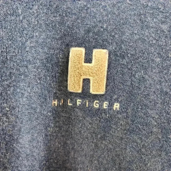 Vintage Tommy Hilfiger Terry Cloth Jacket Hoodie Womens XL Full Zip Logo Blue - Picture 4 of 5